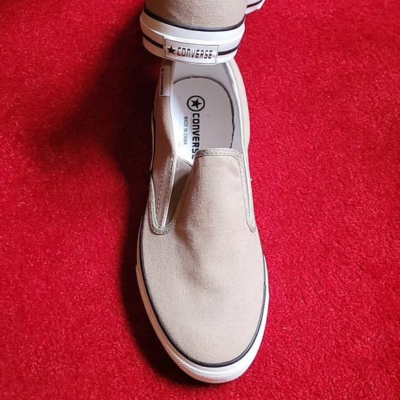 Brand New Converse Khaki Slip On Sneakers NWOT - Picture 3 of 7